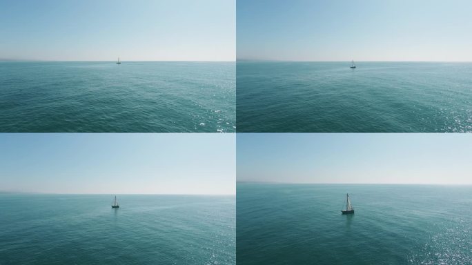 【4K】平静海面上航行的帆船