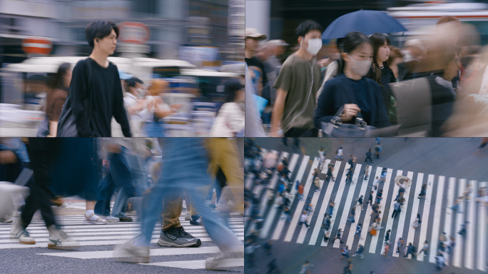 慢门人流人群过马路