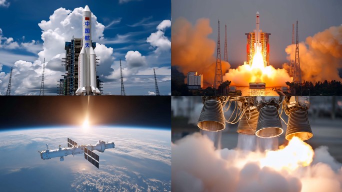 火箭发射升空壮观瞬间科技助力探索宇宙航天