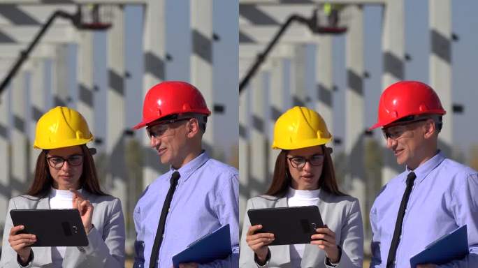 成熟的商人和年轻的女建筑师在建筑工地规划建设项目