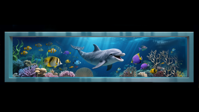海洋裸眼3D水族箱中的海洋生物海底世界