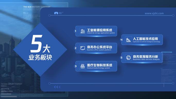 无插件）蓝色简洁科技文字板块分类包装展示