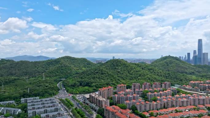 东莞城市全景航拍城市绿地景观（4K）