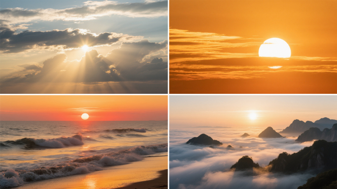 日出日落太阳升起朝阳云海海上夕阳延时晨曦