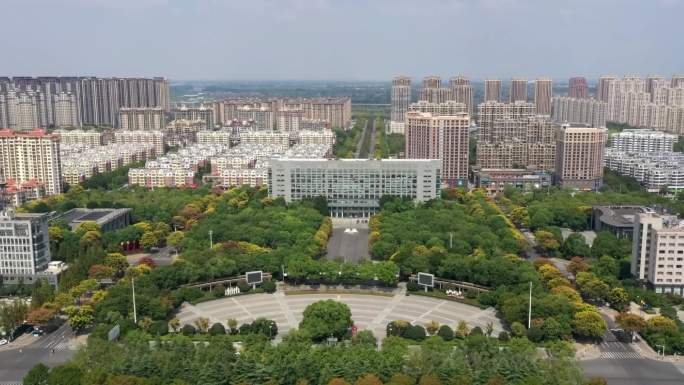 颍上县人民政府大楼航拍 延时
