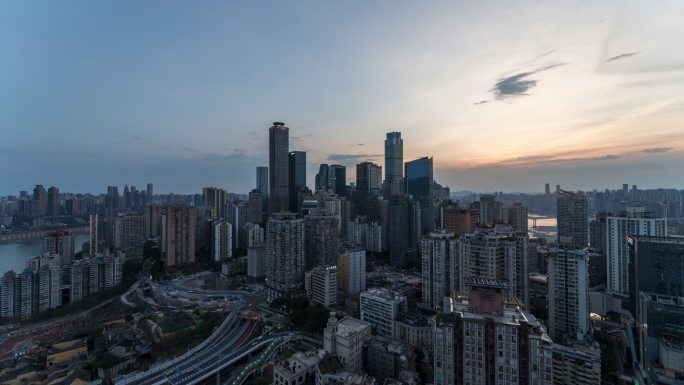 重庆渝中区大景日转夜延时