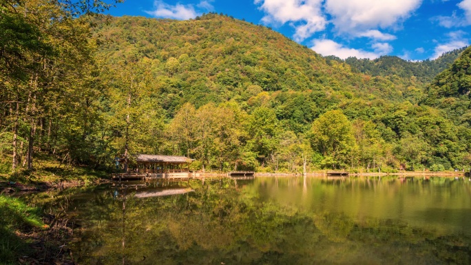 四川天全喇叭河 湖光山色自然美景山林风光