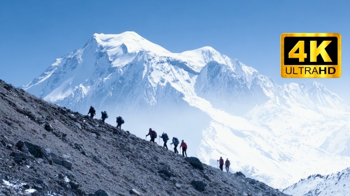攀登雪山雪山航拍日照金山唯美雪山延时山河
