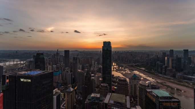 重庆渝中区大景日转夜延时