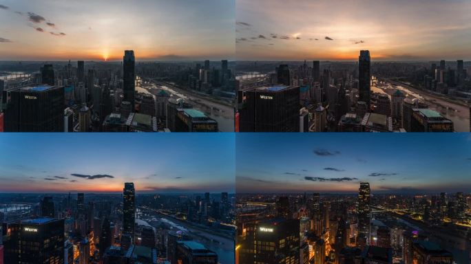 重庆渝中区大景日转夜延时