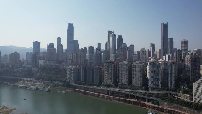 城市建筑群江景风光