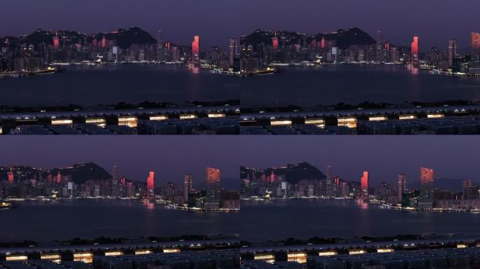 从香港观塘眺望太平山顶夜景