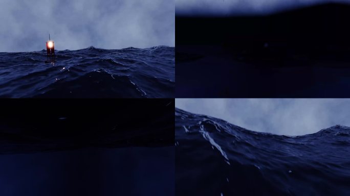 波涛汹涌的海面航标