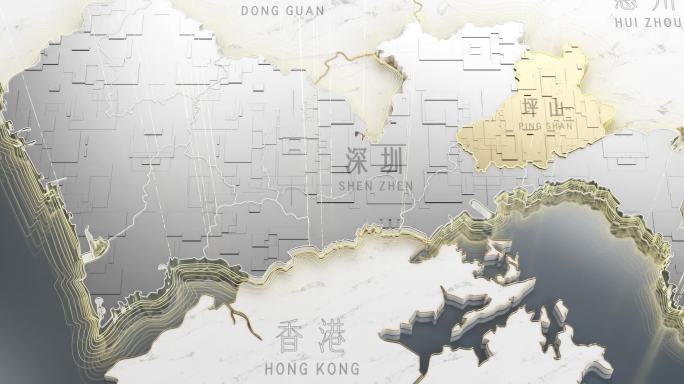 C4D粤港澳大湾区深圳区位城市地图