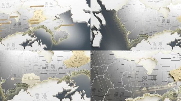 C4D粤港澳大湾区深圳区位城市地图
