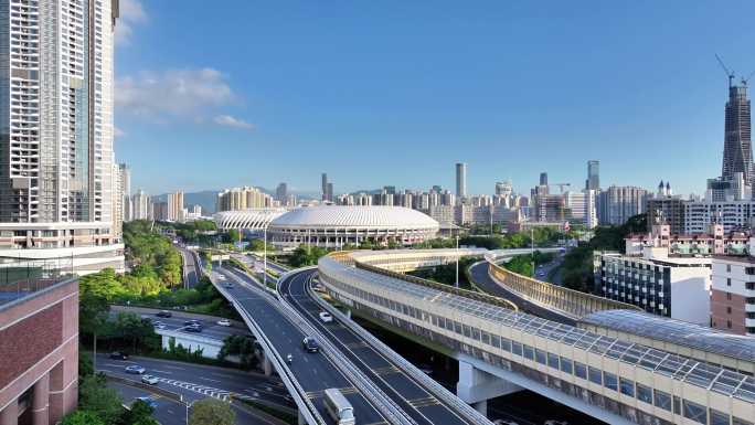 4k深圳体育中心城市景观