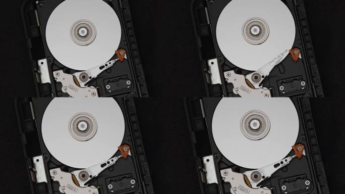 计算机内部的硬盘驱动器(HDD)。机械部分的硬件内部移动。