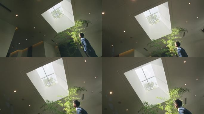 职场男士仰望天窗