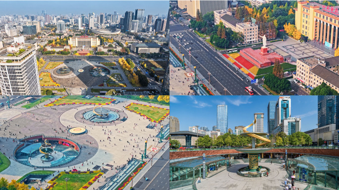 成都天府广场航拍延时4K