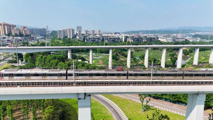 重庆轨道交通6号线东延工程高架桥航拍