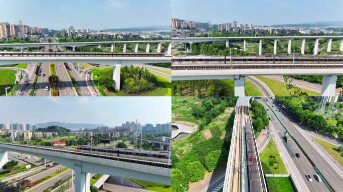 重庆轨道交通6号线东延工程高架桥航拍
