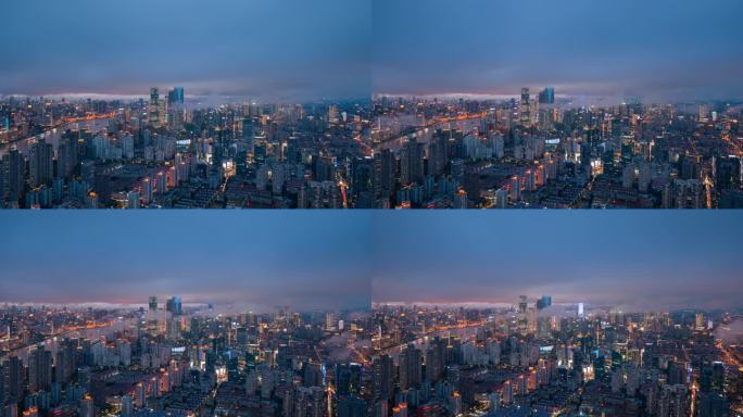 航拍雨后陆家嘴夜景延时