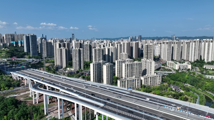 重庆快速路三纵线道路航拍合集一