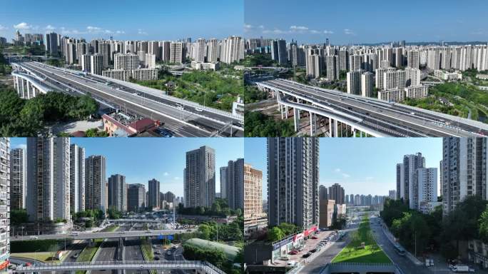 重庆快速路三纵线道路航拍合集一