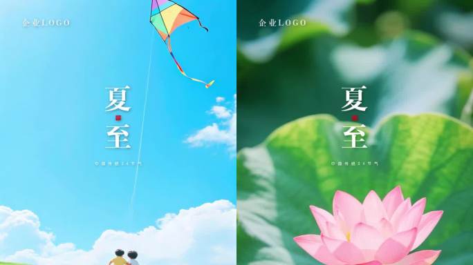 夏至立夏小暑大暑夏天夏日节气荷花动态海报