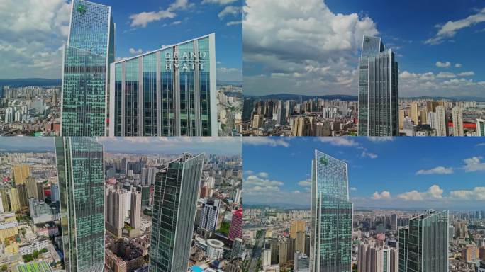 云南省昆明市昆明恒隆广场航拍空镜