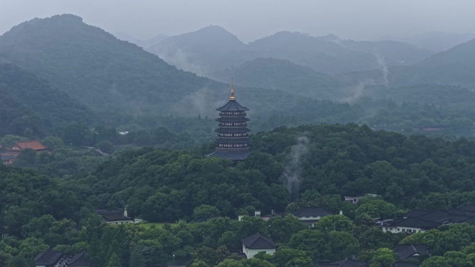 烟雨西湖江南意境杭州
