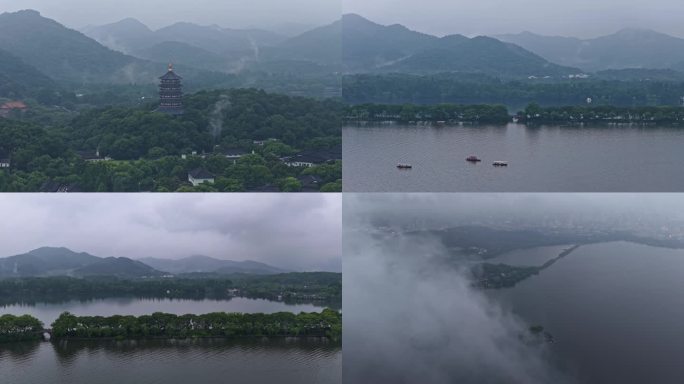 烟雨西湖江南意境杭州