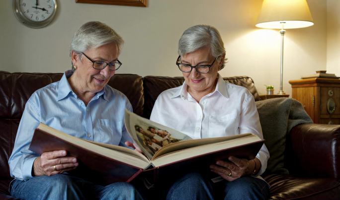 老年夫妇温馨回忆相册 老夫妻共赏家庭照片