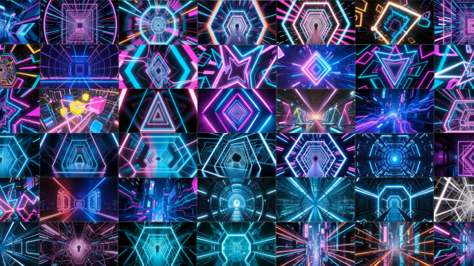 几何舞台背景 炫酷背景 霓虹背景