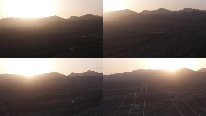 国家电网 电力 夕阳下高压电塔   能源