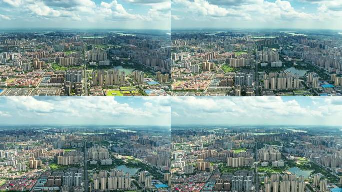 4k湖南常德市城市航拍城市建筑群景观
