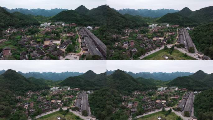 航拍桂林兴坪古镇风光