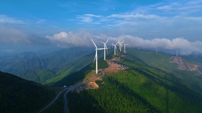 大山风力发电磐安日出青梅尖清明尖