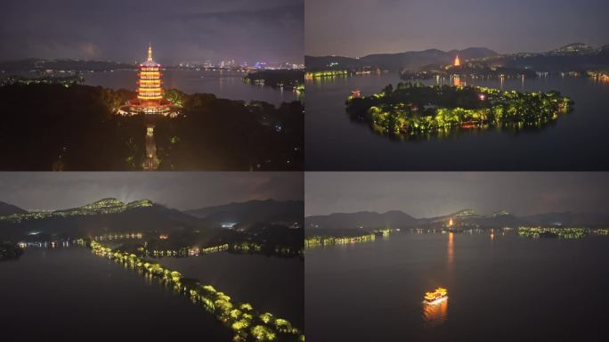 烟雨西湖夜景