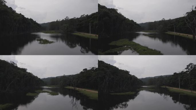 巴西雨林河无人机空中向前推进