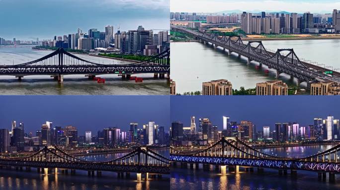 4K杭州彭埠大桥航拍视频合集