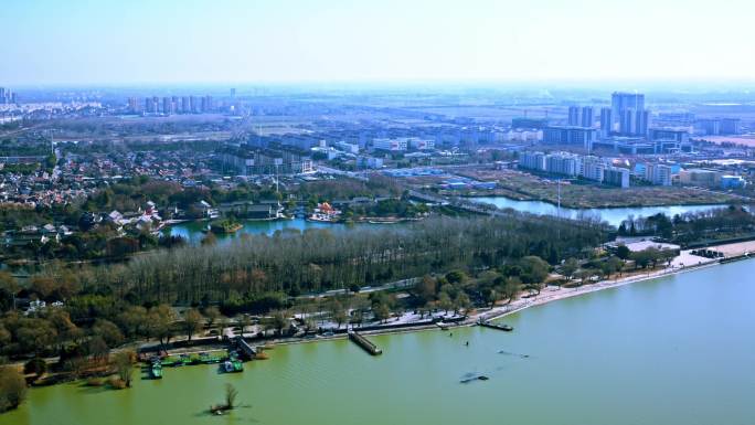 江苏淮安洪泽湖古堰景区冬季风光