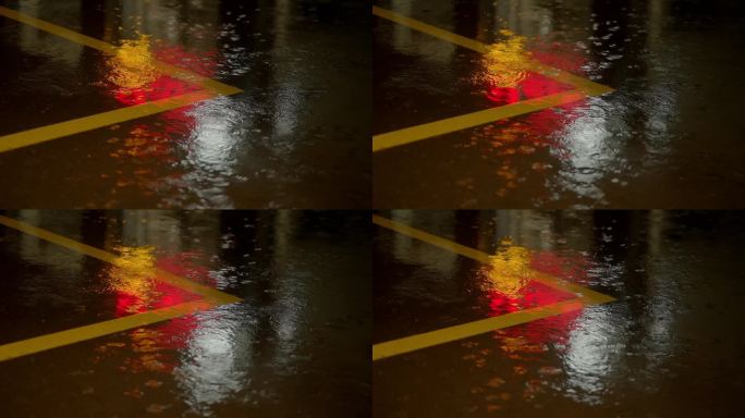 雨夜中的雨滴落在慢动作降雨中