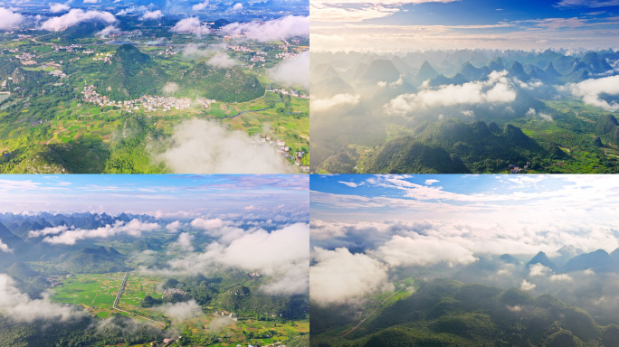 6K喀斯特地貌云海航拍延时摄影