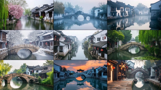 江南水乡唯美小桥流水人家四季美景