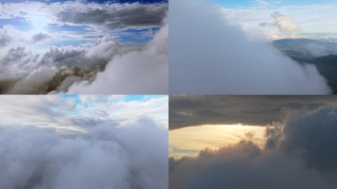 蓝天白云云雾云层穿越云层云端天空