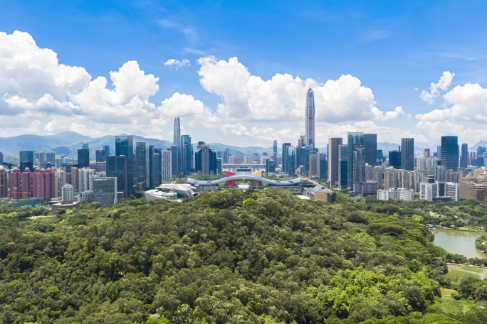 深圳市民中心中轴线福田区航拍延时摄影