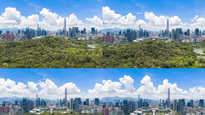 深圳市民中心中轴线福田区航拍延时摄影