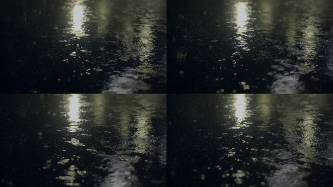 雨夜中的雨滴落在慢动作降雨中
