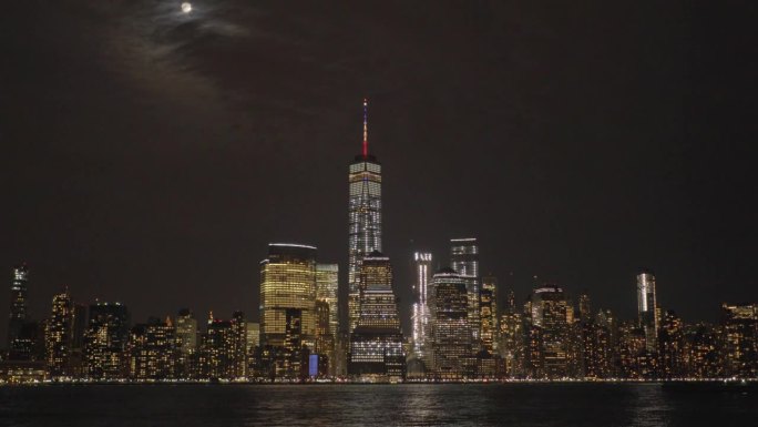 纽约市的建立镜头。美国市长城市的高楼大厦。